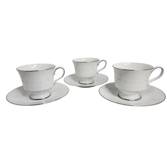 vintage set of 3 sango florence porcelain dinnerware tea cups & saucers - Picture 1 of 4
